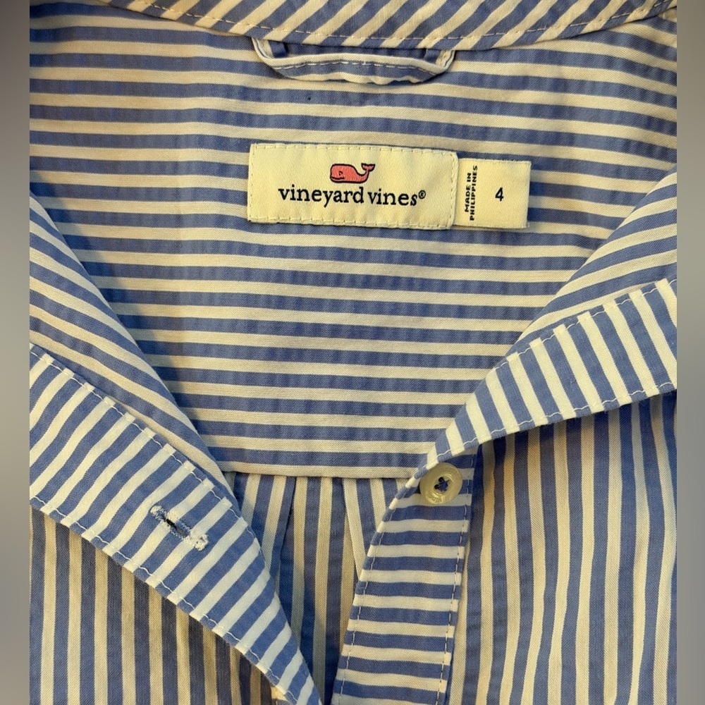 Vineyard Vines Light Blue Striped Preppy Shirt Dress - Picture 4 of 5